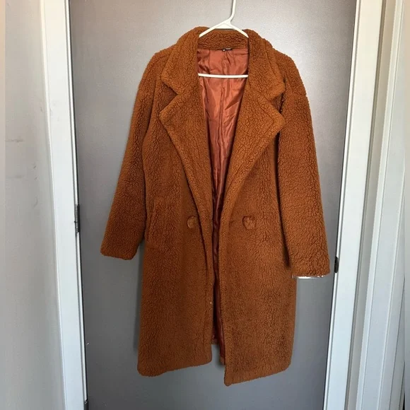 Fashion Nova Brown Oversized Teddy Coat - Picture 5 of 7